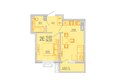 Южане, 3 очередь литера 3: Планировка 1-комн 34,75 м²
