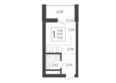 Кислород, корпус 5: Планировка 1-комн 17,62 м²