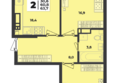 Лето, литера 1.1: Планировка 2-комн 63,7 м²