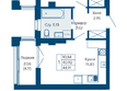 Курортный квартал Ривьера, II оч: Планировка 1-комн 44,91 м²