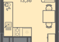 Теплые края, литер 2: Планировка 1-комн 22,03 м²