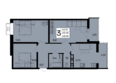 Эпос: Планировка 3-комн 68,58 м²