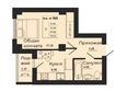 МЕЧТА, дом 3: Планировка 1-комн 37,38 м²