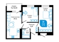 Отражение, 1 очередь литера 2: Планировка 2-комн 61,7, 61,8 м²