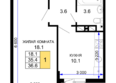 Дыхание, литер 27: Планировка 1-комн 36,6 м²