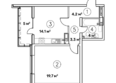 На Ленина 95, литер 95в2: Планировка 1-комн 50,5 м²