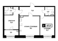 Основа, литер 3.2: Планировка 1-комн 67 м²