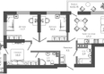 Флора, 2 этап литера 1: Планировка 3-комн 71 м²