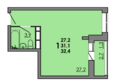 Грей, кв-л 11-3: Планировка Студия 32,4 м²