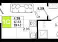 Октябрь Парк, 6.1: Планировка Студия 19,43 м²