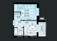 Парковый: Планировка 1-комн 26,4 м²