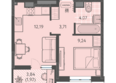Теплые края, литер 8: Планировка 1-комн 31,13 м²