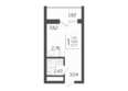 Кислород, корпус 10: Планировка 1-комн 17,77 м²