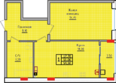Суворов, дом 5: Планировка 1-комн 54,5 м²