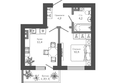 Флора, 2 этап литера 1: Планировка 1-комн 33,6 м²