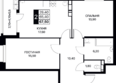 СМАРТПОЛЕТ, литер 6.1: Планировка 2-комн 67,5 м²