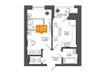 Семья, дом 1: Планировка 1-комн 34,1 м²