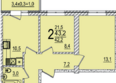 Дарград, литера 42: Планировка 2-комн 43,2 м²