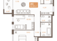 Курорт Лучи: Планировка 2-комн 63,39 м²