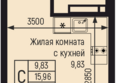 Ботаника Хиллс, лит 3: Планировка Студия 17,21 м²