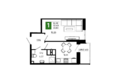Октябрь Парк, 4.1: Планировка 1-комн 33,83 м²