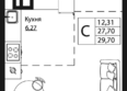 Текучев: Планировка 1-комн 29,7 м²