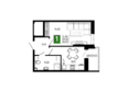 Октябрь Парк, 4.1: Планировка 1-комн 34,83 м²
