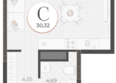 Моренуар, литер 21: Планировка Студия 30,32 м²