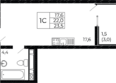 Западные Аллеи, литера 6.4: Планировка Студия 23,5 м²