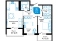 Отражение, 1 очередь литера 2: Планировка 2-комн 67,1 м²