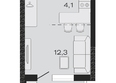 ЭВО, литер 1: Планировка Студия 22,8 м²