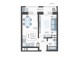 Небо, литера 1: Планировка 1-комн 39,9 м²