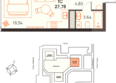 Западный проспект 82, Афина: Планировка Студия 27,78, 28,25 м²