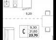 Лермонтов Парк: Планировка 1-комн 23,7 м²