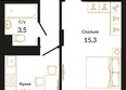 Фрукты, 1 очередь литера 2.3 персиковый: Планировка 1-комн 38,95, 39 м²