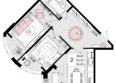 Песчаный, литер 1: Планировка 2-комн 55 м²
