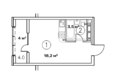 Выбор, литер 95в2: Планировка Студия 25,7 м²