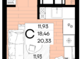 Народные Кварталы, литер 1: Планировка Студия 20,33 м²