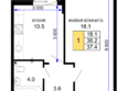 Дыхание, литер 30: Планировка 1-комн 37,4 м²