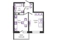 Улыбка, литера 1: Планировка 1-комн 32,8, 33 м²