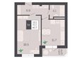 Курортный, этап 1, корпус 1: Планировка 1-комн 43,4, 43,7 м²