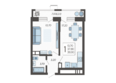Небо, литера 1: Планировка 1-комн 39,9 м²