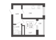 Кислород, корпус 3: Планировка 1-комн 21,88 м²