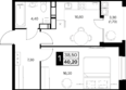 Эстет, литер 47.1: Планировка 1-комн 40,2 - 41,1 м²