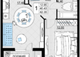 Фонтаны, литер 19: Планировка 1-комн 42,35 м²