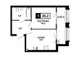Печорин, литер 3: Планировка 1-комн 35,2 м²