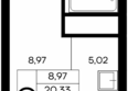 Новый Судак, 1 этап: Планировка 1-комн 23,81 - 24,07 м²