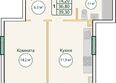 Первый: Планировка 1-комн 39,3 м²