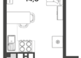 Порто-Ново, литера 6: Планировка Студия 21,1 м²