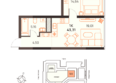 Западный проспект 82, Афина: Планировка 1-комн 43,31 м²